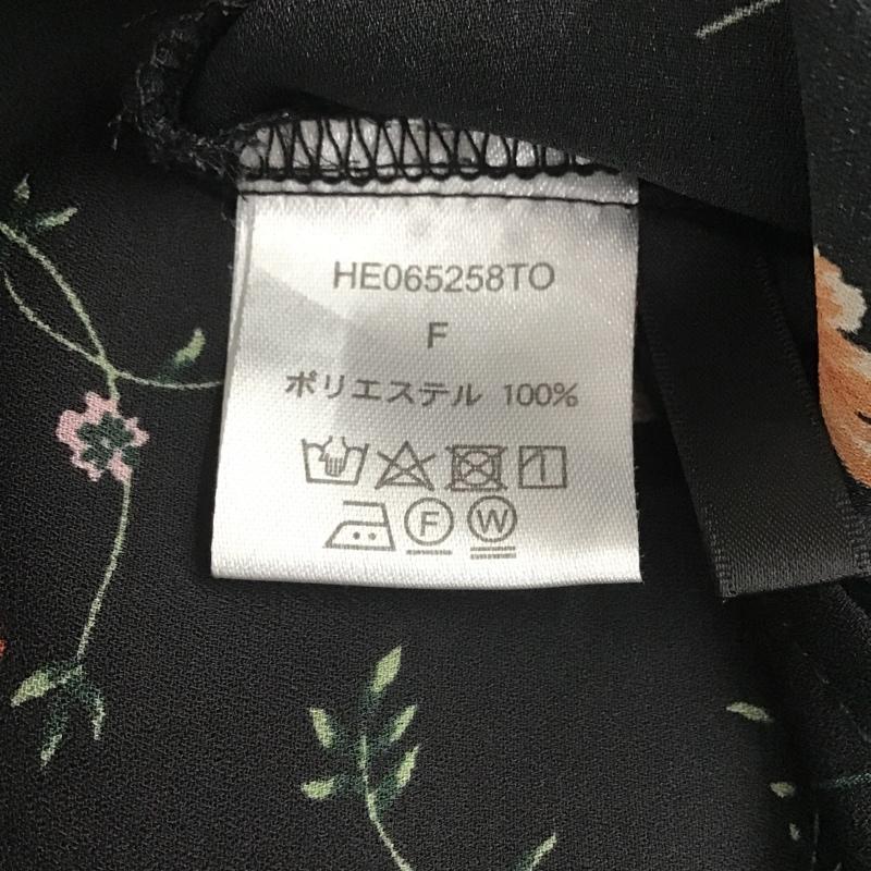 ヘザー Heather カットソー 半袖 HE065258TO FREE 花柄 黒 / ブラック / レディース USED 古着 中古 10081920