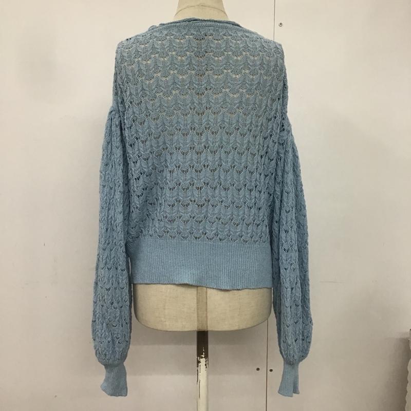 マウジー MOUSSY カーディガン 長袖 010DSW70-0620 SCALLOP SHORT カーディガン FREE 無地 水色 / ライトブルー / レディース USED 古着 中古 10082047