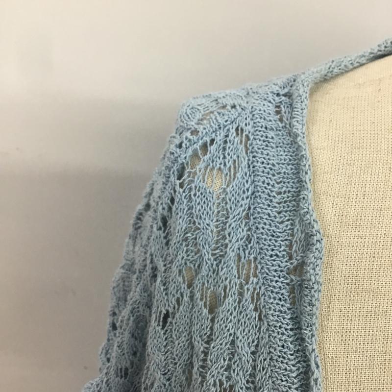 マウジー MOUSSY カーディガン 長袖 010DSW70-0620 SCALLOP SHORT カーディガン FREE 無地 水色 / ライトブルー / レディース USED 古着 中古 10082047