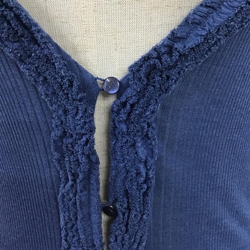 バーバリーブルーレーベル BURBERRY BLUE LABEL カーディガン 長袖 E1N18-170-25 Vネック 38 無地 青 / ブルー / レディース USED 古着 中古 10082078