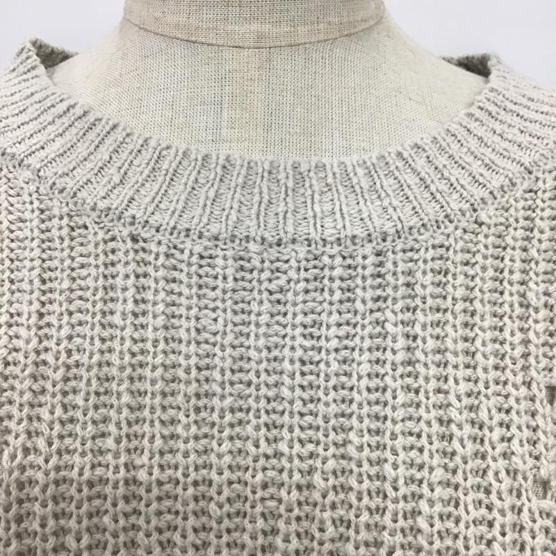 オペークドットクリップ OPAQUE.CLIP ニット、セーター 長袖 637-13034 ノットヤーン クルーネックデザインニット M 無地 灰 / グレー / レディース USED 古着 中古 10082155