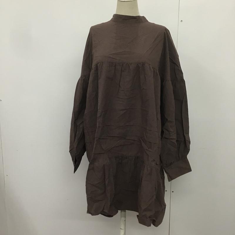 ローリーズファーム LOWRYS FARM チュニック 長袖 LF621265MC タックティアードチュニック FREE 無地 茶 / ブラウン / レディース USED 古着 中古 10082496