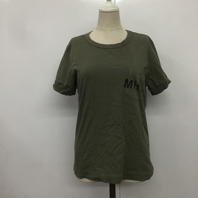 エムエイチエル MHL. Tシャツ 半袖 595-7168550 PRINTED COTTON JERSEY 2 ロゴ、文字 カーキ / カーキ / レディース USED 古着 中古 10082506