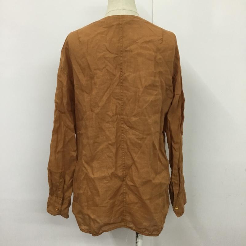 マカフィー MACPHEE シャツ、ブラウス 長袖 12-01-62-01403 リネン ノーカラー 36 無地 茶 / ブラウン / レディース USED 古着 中古 10082539