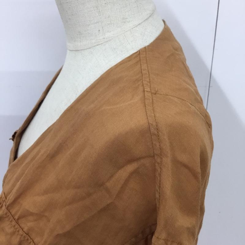 マカフィー MACPHEE シャツ、ブラウス 長袖 12-01-62-01403 リネン ノーカラー 36 無地 茶 / ブラウン / レディース USED 古着 中古 10082539