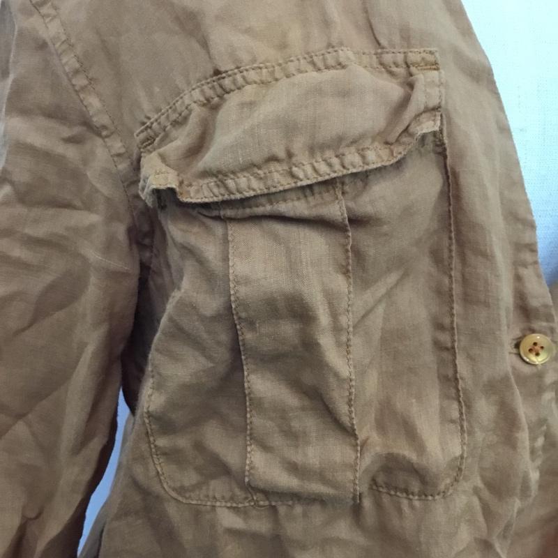 マカフィー MACPHEE シャツ、ブラウス 長袖 12-01-62-01403 リネン ノーカラー 36 無地 茶 / ブラウン / レディース USED 古着 中古 10082539