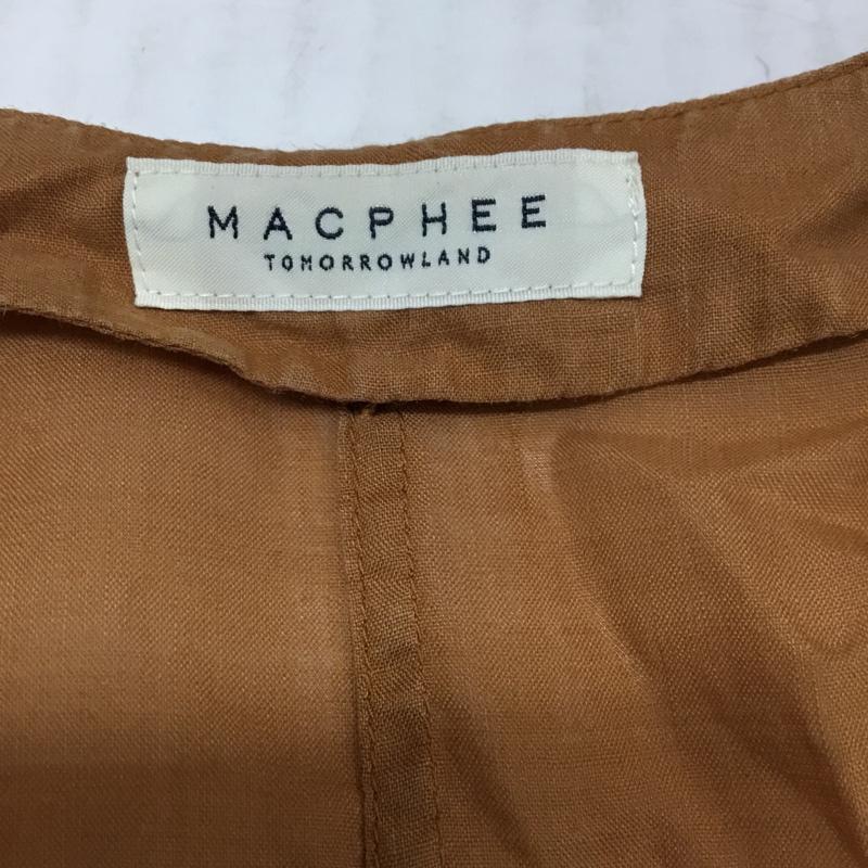 マカフィー MACPHEE シャツ、ブラウス 長袖 12-01-62-01403 リネン ノーカラー 36 無地 茶 / ブラウン / レディース USED 古着 中古 10082539