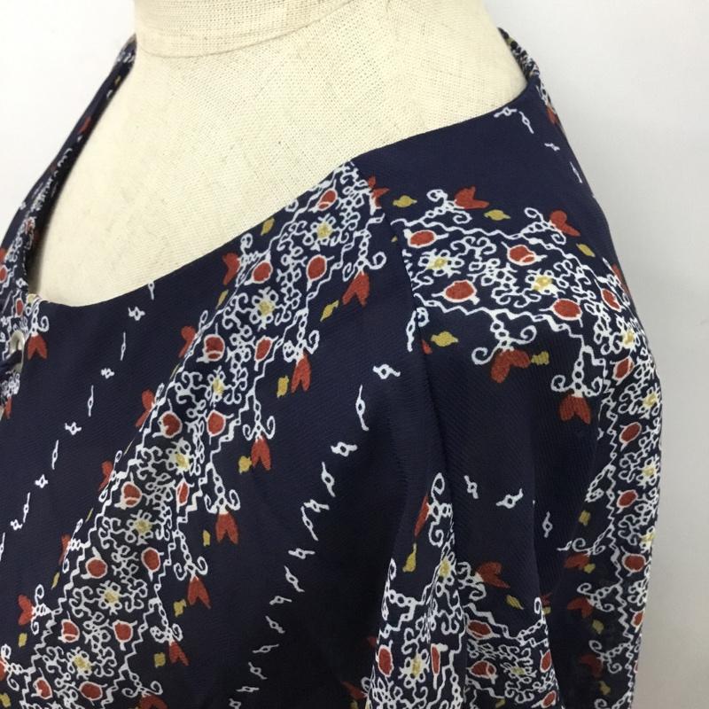 アングリッド Ungrid シャツ、ブラウス 七分袖 FREE 総柄 紺 / ネイビー / レディース USED 古着 中古 10082607