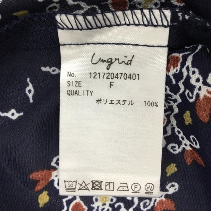 アングリッド Ungrid シャツ、ブラウス 七分袖 FREE 総柄 紺 / ネイビー / レディース USED 古着 中古 10082607
