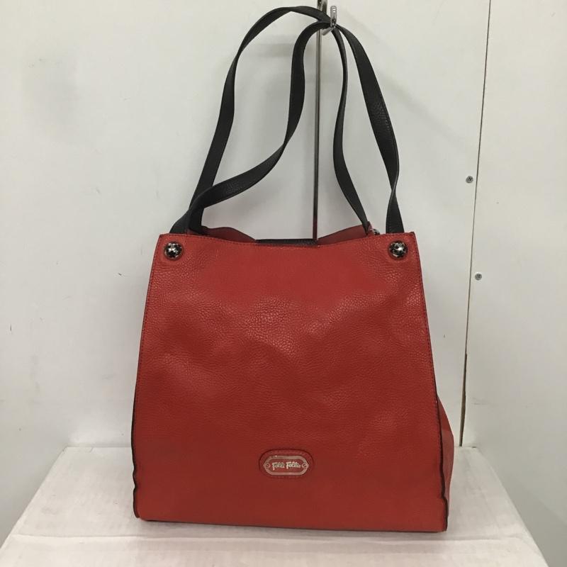 フォリフォリ Folli Follie トートバッグ トートバッグ レザー ロゴ、文字 黒 / ブラック / X 赤 / レッド / レディース USED 古着 中古 10082688