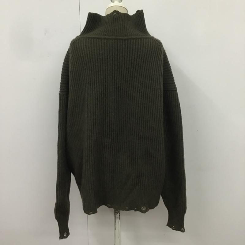 ニコアンド niko and... ニット、セーター 長袖 MN76HE53AD タートルネック 4 ダメージ加工 カーキ / カーキ / レディース USED 古着 中古 10082726