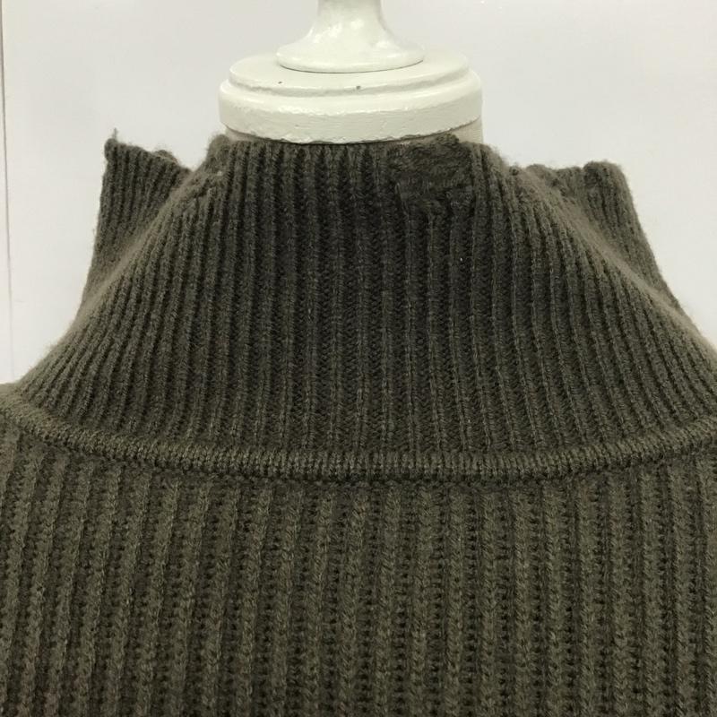ニコアンド niko and... ニット、セーター 長袖 MN76HE53AD タートルネック 4 ダメージ加工 カーキ / カーキ / レディース USED 古着 中古 10082726