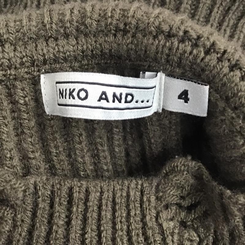 ニコアンド niko and... ニット、セーター 長袖 MN76HE53AD タートルネック 4 ダメージ加工 カーキ / カーキ / レディース USED 古着 中古 10082726