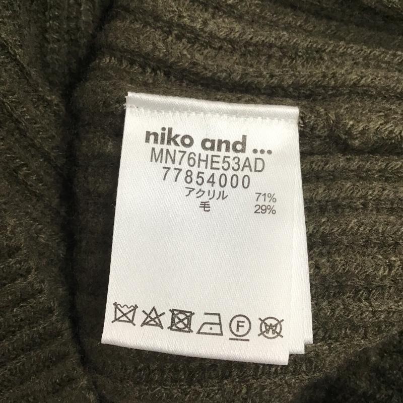 ニコアンド niko and... ニット、セーター 長袖 MN76HE53AD タートルネック 4 ダメージ加工 カーキ / カーキ / レディース USED 古着 中古 10082726
