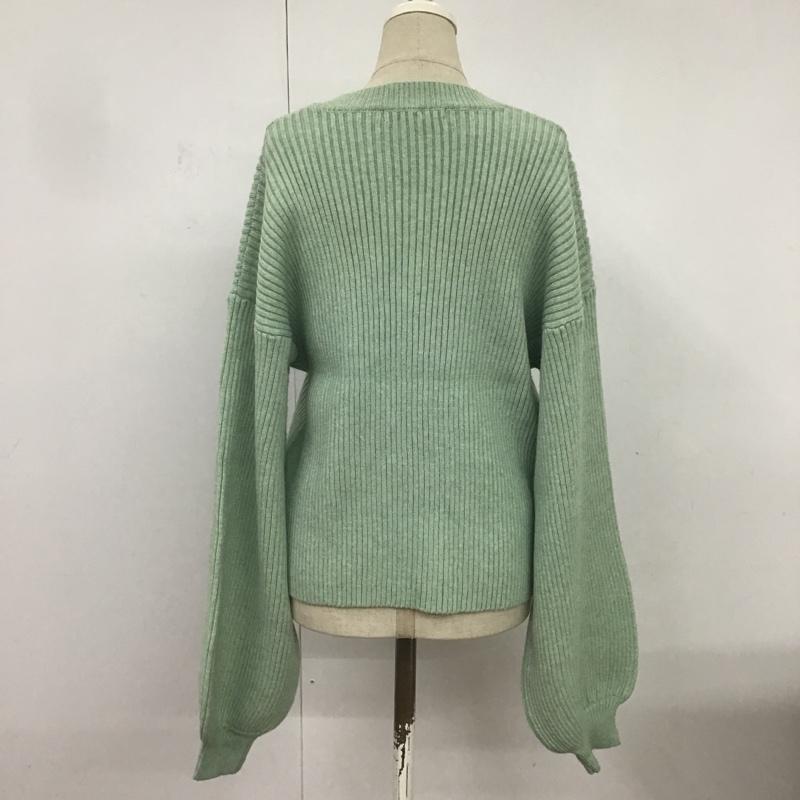 エモダ EMODA ニット、セーター 長袖 041762631701 V NECK PUFF KNIT FREE 無地 薄緑 / ライトグリーン / レディース USED 古着 中古 10082792