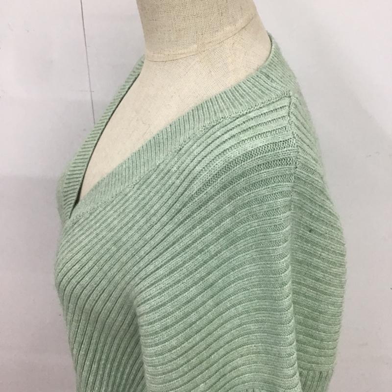 エモダ EMODA ニット、セーター 長袖 041762631701 V NECK PUFF KNIT FREE 無地 薄緑 / ライトグリーン / レディース USED 古着 中古 10082792