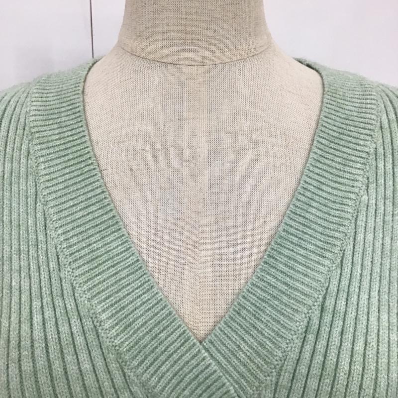 エモダ EMODA ニット、セーター 長袖 041762631701 V NECK PUFF KNIT FREE 無地 薄緑 / ライトグリーン / レディース USED 古着 中古 10082792