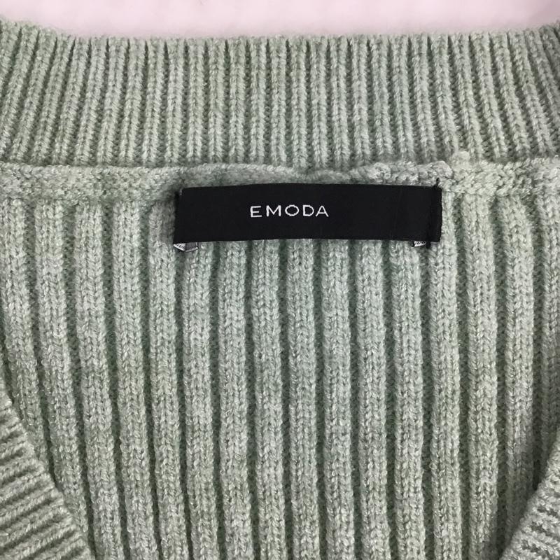 エモダ EMODA ニット、セーター 長袖 041762631701 V NECK PUFF KNIT FREE 無地 薄緑 / ライトグリーン / レディース USED 古着 中古 10082792