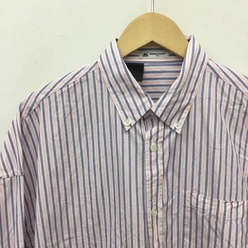 エヌハリウッド N.HOOLYWOOD シャツ、ブラウス 長袖 Thomas Mason ドレスシャツ ビッグシルエット 38 ストライプ 青 / ブルー / X 桃 / ピンク / メンズ USED 古着 中古 10082930