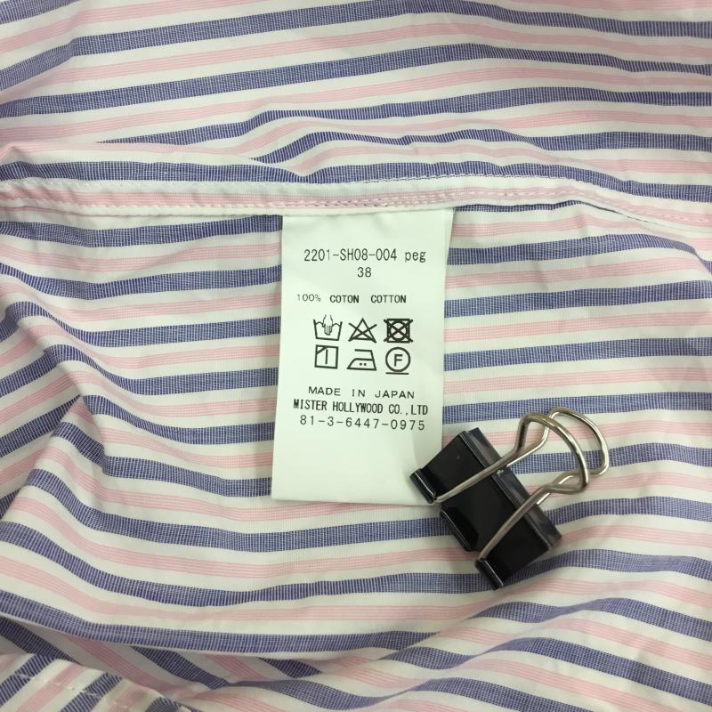 エヌハリウッド N.HOOLYWOOD シャツ、ブラウス 長袖 Thomas Mason ドレスシャツ ビッグシルエット 38 ストライプ 青 / ブルー / X 桃 / ピンク / メンズ USED 古着 中古 10082930