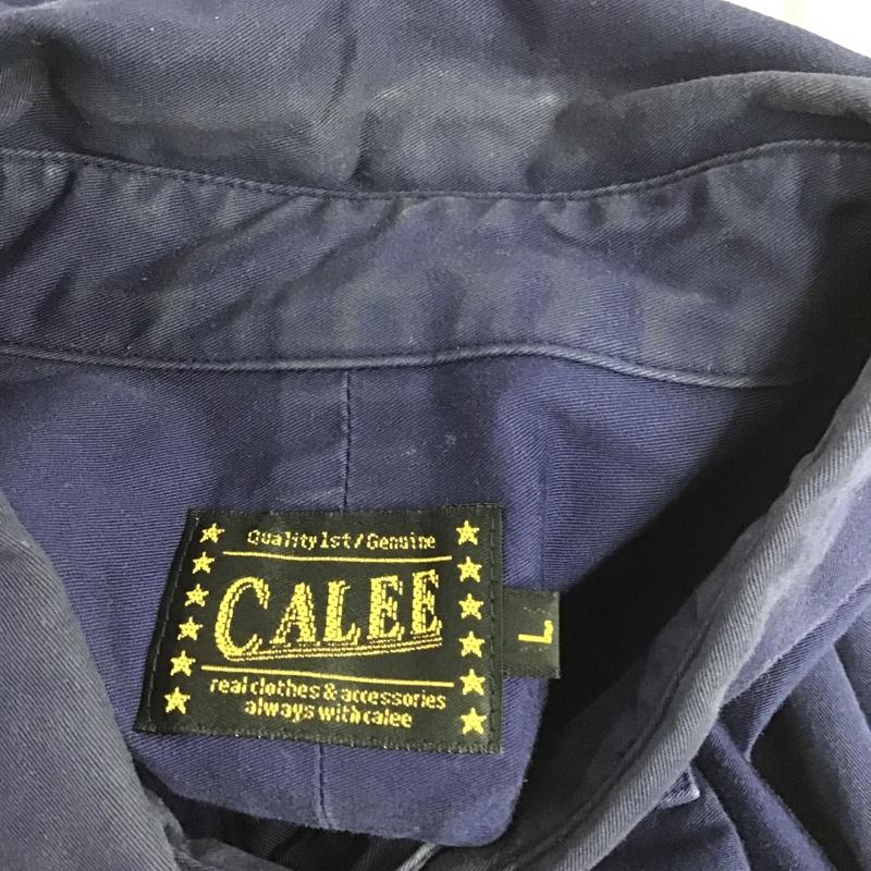 キャリー CALEE シャツ、ブラウス 長袖 ボタンダウンシャツ L 無地 紺 / ネイビー / メンズ USED 古着 中古 10083134