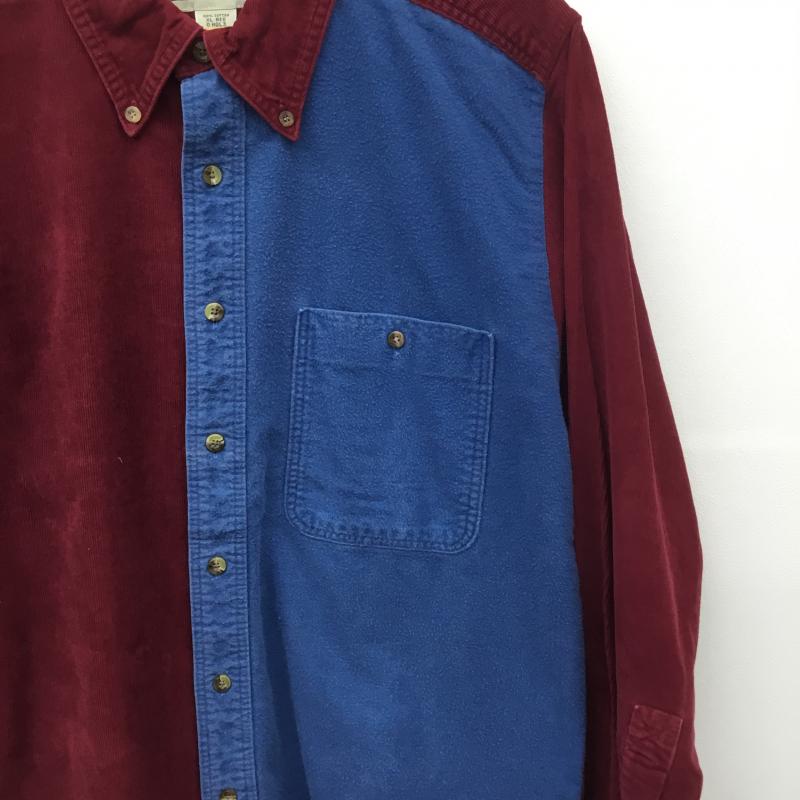 エルエルビーン L.L.Bean シャツ、ブラウス 長袖 00s クレイジー パターン コーデュロイ XL 緑 / グリーン / X えんじ / ワインレッド / X 青 / ブルー / メンズ USED 古着 中古 10083175