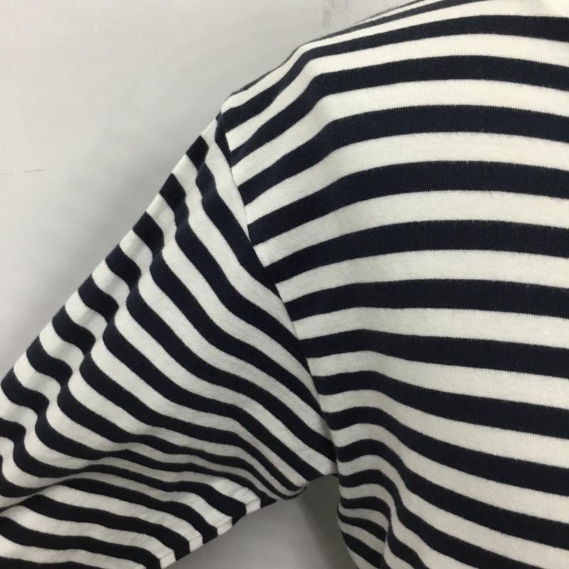 ユニフォームエクスペリメント uniform experiment Tシャツ 長袖 UE-180065 FAKE LAYERED HEM LOGO BORDER TEE 2 ボーダー柄 白 / ホワイト / X 紺 / ネイビー / メンズ USED 古着 中古 10083376