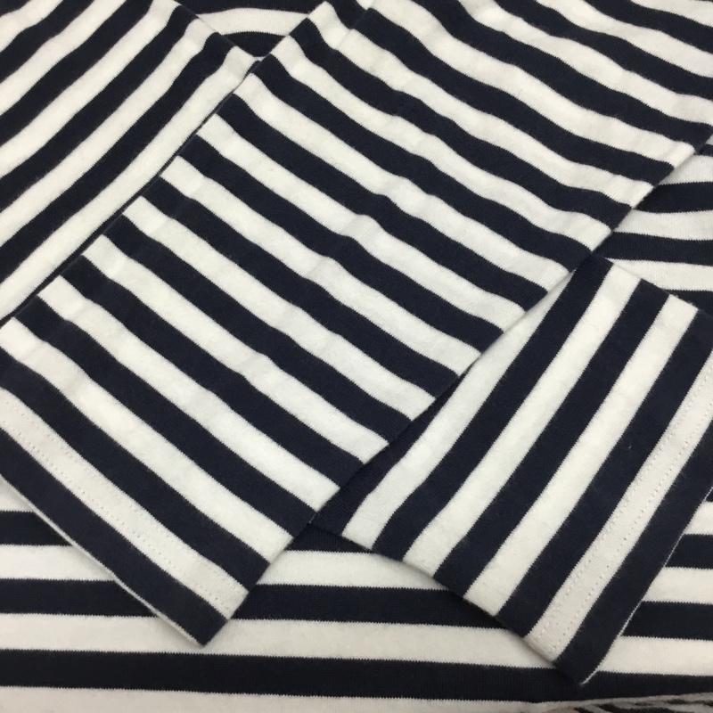 ユニフォームエクスペリメント uniform experiment Tシャツ 長袖 UE-180065 FAKE LAYERED HEM LOGO BORDER TEE 2 ボーダー柄 白 / ホワイト / X 紺 / ネイビー / メンズ USED 古着 中古 10083376