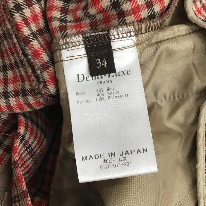 デミルクスビームス Demi-Luxe BEAMS ボトムス ボトムス 68-23-0362-126 サイドライン 34 チェック ベージュ / ベージュ / X 茶 / ブラウン / X 赤 / レッド / レディース USED 古着 中古 10083464