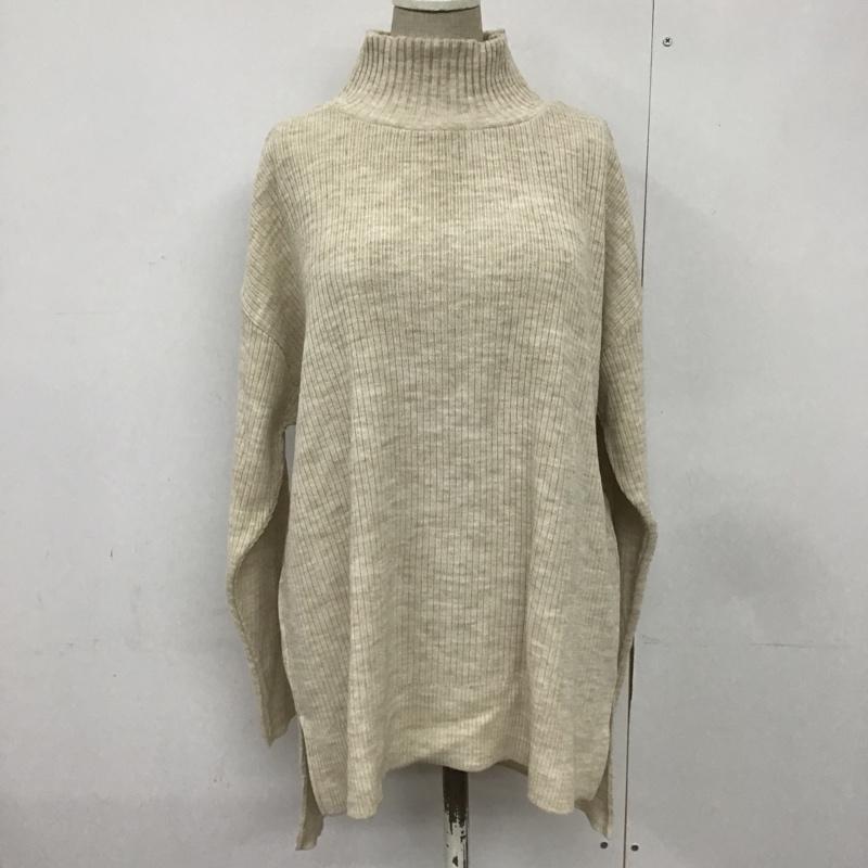 クロコダイル CROCODILE ニット、セーター 長袖 サイドスリット ハイネック M 無地 ベージュ / ベージュ / レディース USED 古着 中古 10083640