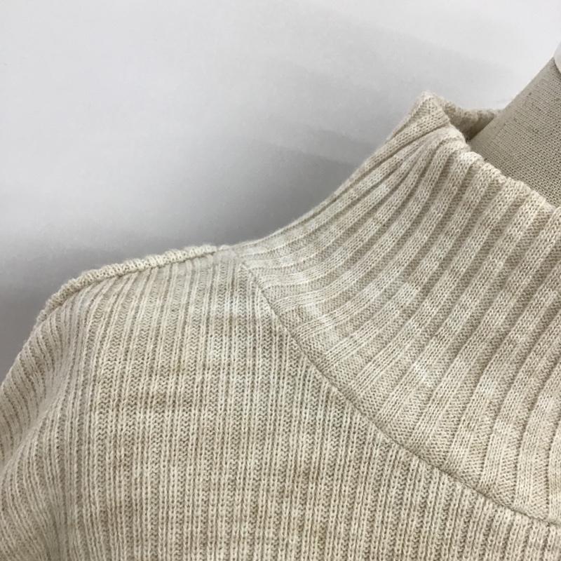 クロコダイル CROCODILE ニット、セーター 長袖 サイドスリット ハイネック M 無地 ベージュ / ベージュ / レディース USED 古着 中古 10083640