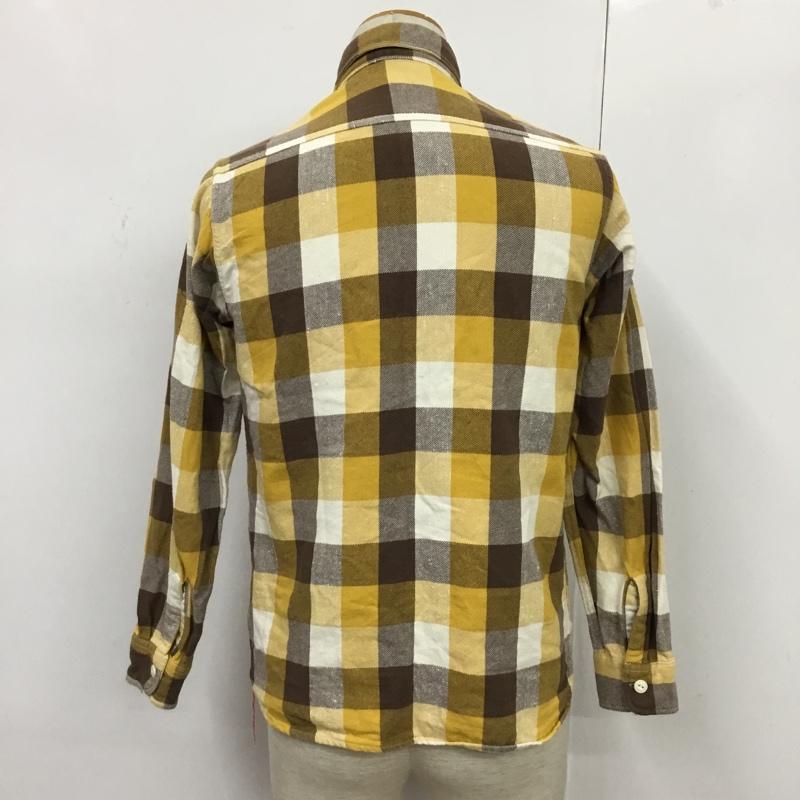 キャッツポウ CAT'S PAW シャツ、ブラウス 長袖 S チェック 白 / ホワイト / X 茶 / ブラウン / X マスタード / マスタード / メンズ USED 古着 中古 10084441