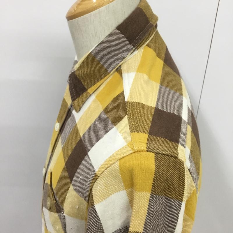 キャッツポウ CAT'S PAW シャツ、ブラウス 長袖 S チェック 白 / ホワイト / X 茶 / ブラウン / X マスタード / マスタード / メンズ USED 古着 中古 10084441