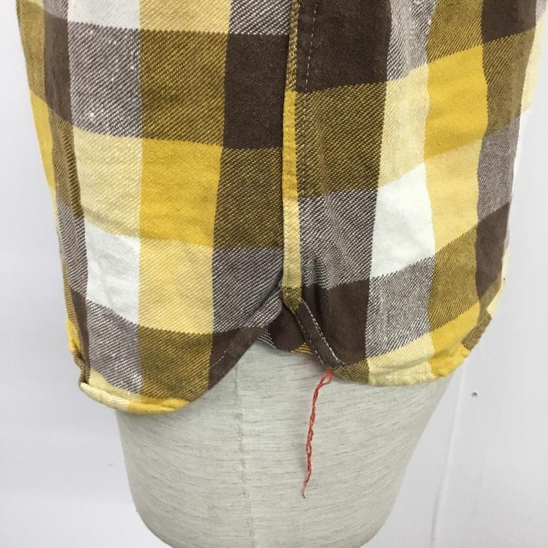 キャッツポウ CAT'S PAW シャツ、ブラウス 長袖 S チェック 白 / ホワイト / X 茶 / ブラウン / X マスタード / マスタード / メンズ USED 古着 中古 10084441