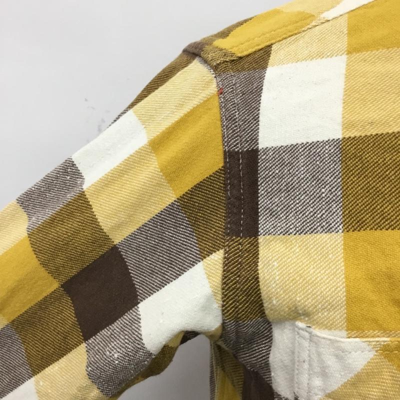 キャッツポウ CAT'S PAW シャツ、ブラウス 長袖 S チェック 白 / ホワイト / X 茶 / ブラウン / X マスタード / マスタード / メンズ USED 古着 中古 10084441