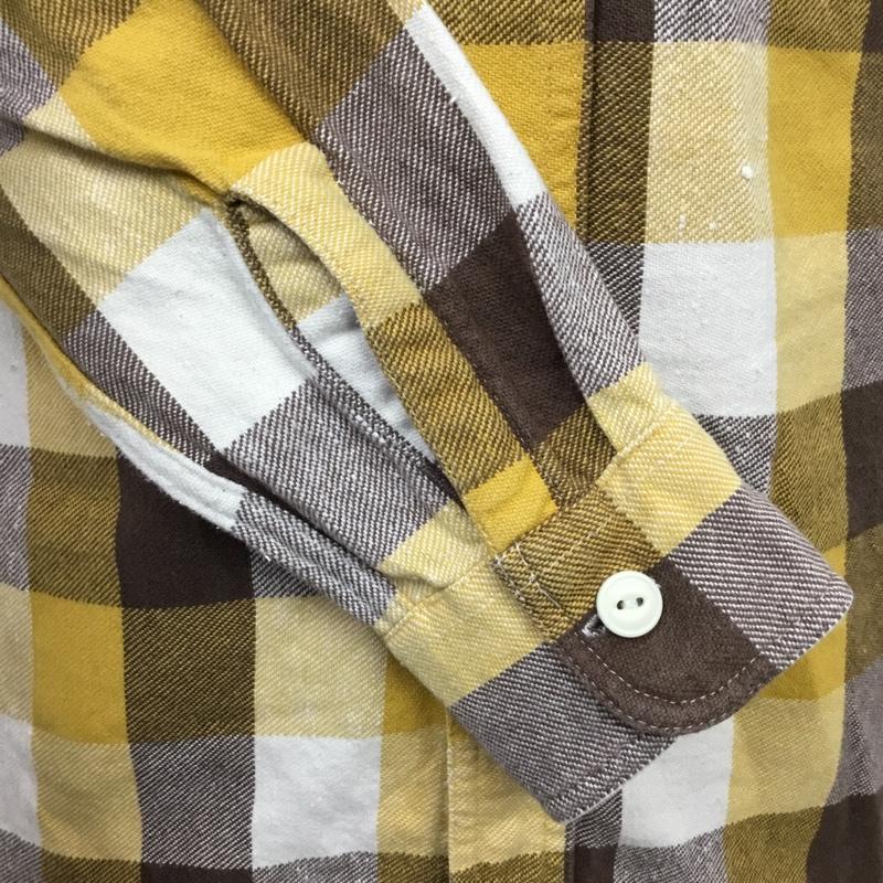 キャッツポウ CAT'S PAW シャツ、ブラウス 長袖 S チェック 白 / ホワイト / X 茶 / ブラウン / X マスタード / マスタード / メンズ USED 古着 中古 10084441