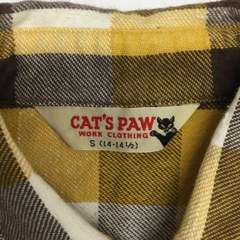キャッツポウ CAT'S PAW シャツ、ブラウス 長袖 S チェック 白 / ホワイト / X 茶 / ブラウン / X マスタード / マスタード / メンズ USED 古着 中古 10084441
