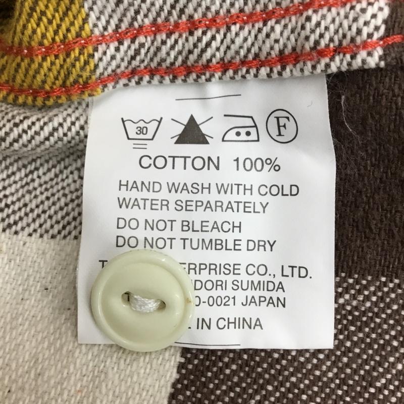 キャッツポウ CAT'S PAW シャツ、ブラウス 長袖 S チェック 白 / ホワイト / X 茶 / ブラウン / X マスタード / マスタード / メンズ USED 古着 中古 10084441
