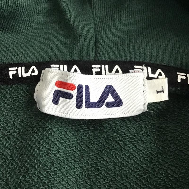 フィラ FILA パーカー 長袖 フーディ L 無地 緑 / グリーン / メンズ USED 古着 中古 10084561