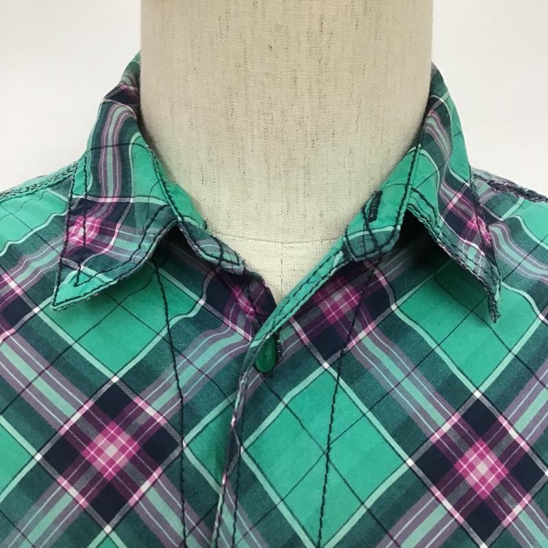 ディーゼル DIESEL シャツ、ブラウス 長袖 XS チェック 緑 / グリーン / X 紫 / パープル / X 黒 / ブラック / メンズ USED 古着 中古 10084648