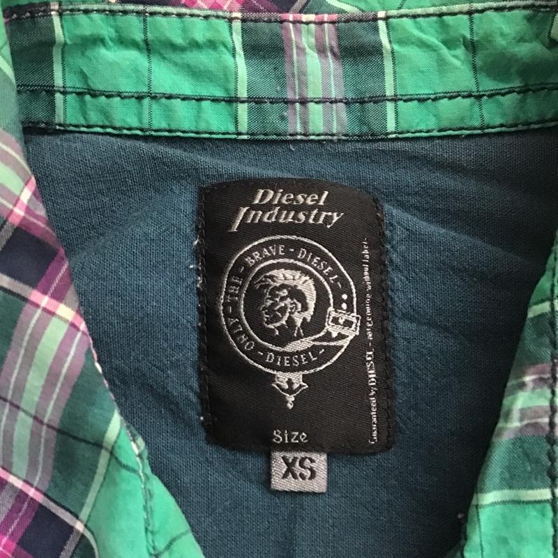 ディーゼル DIESEL シャツ、ブラウス 長袖 XS チェック 緑 / グリーン / X 紫 / パープル / X 黒 / ブラック / メンズ USED 古着 中古 10084648