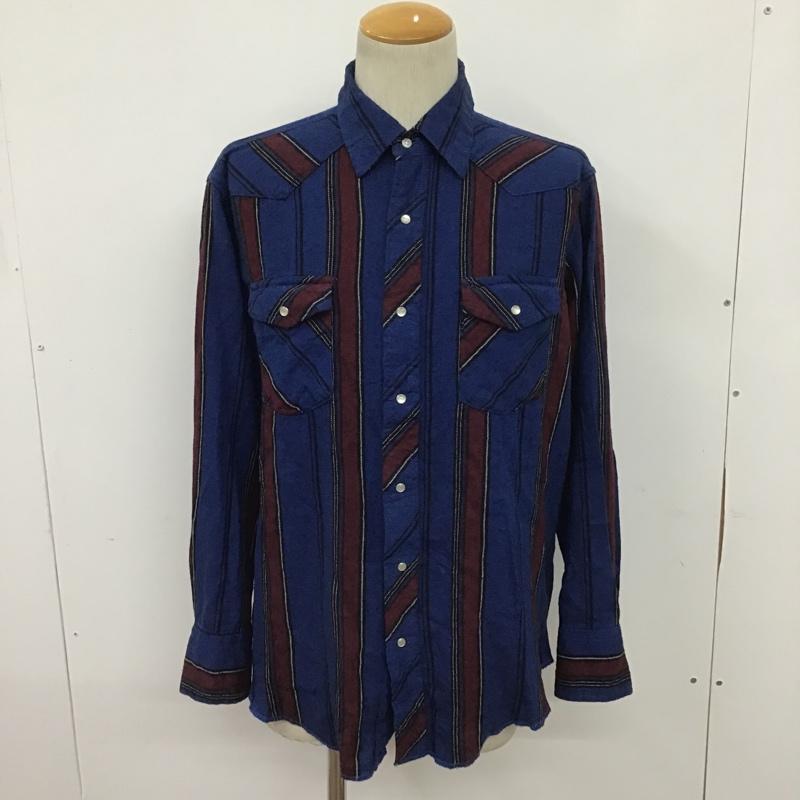ラングラー Wrangler シャツ、ブラウス 長袖 ウエスタンシャツ ストライプ 黒 / ブラック / X 青 / ブルー / X えんじ / ワインレッド / メンズ USED 古着 中古 10084650