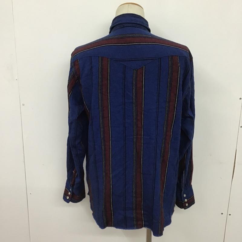 ラングラー Wrangler シャツ、ブラウス 長袖 ウエスタンシャツ ストライプ 黒 / ブラック / X 青 / ブルー / X えんじ / ワインレッド / メンズ USED 古着 中古 10084650