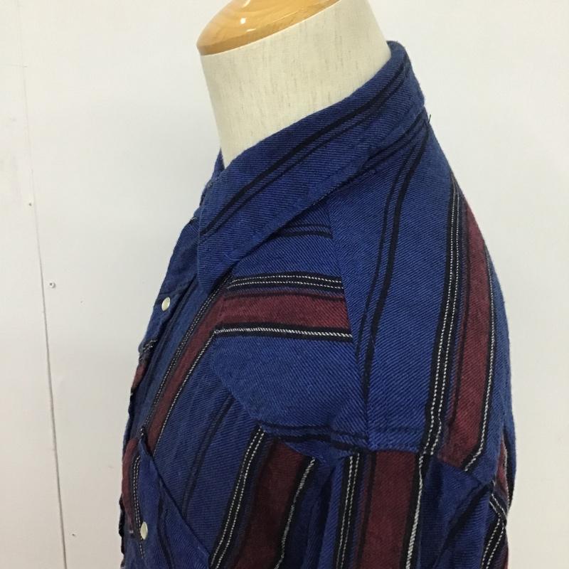 ラングラー Wrangler シャツ、ブラウス 長袖 ウエスタンシャツ ストライプ 黒 / ブラック / X 青 / ブルー / X えんじ / ワインレッド / メンズ USED 古着 中古 10084650