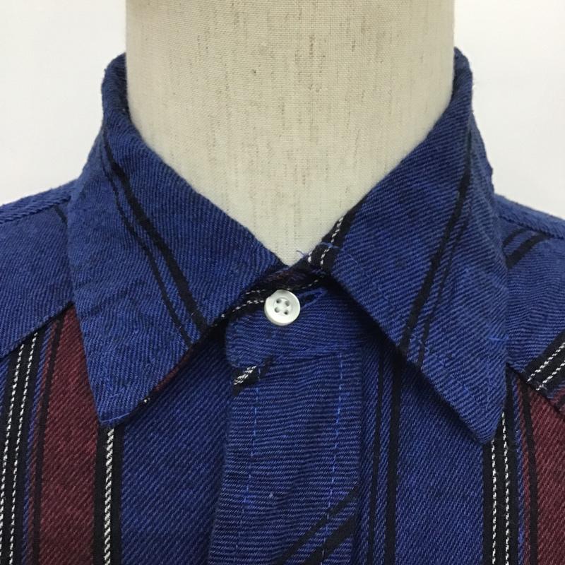 ラングラー Wrangler シャツ、ブラウス 長袖 ウエスタンシャツ ストライプ 黒 / ブラック / X 青 / ブルー / X えんじ / ワインレッド / メンズ USED 古着 中古 10084650