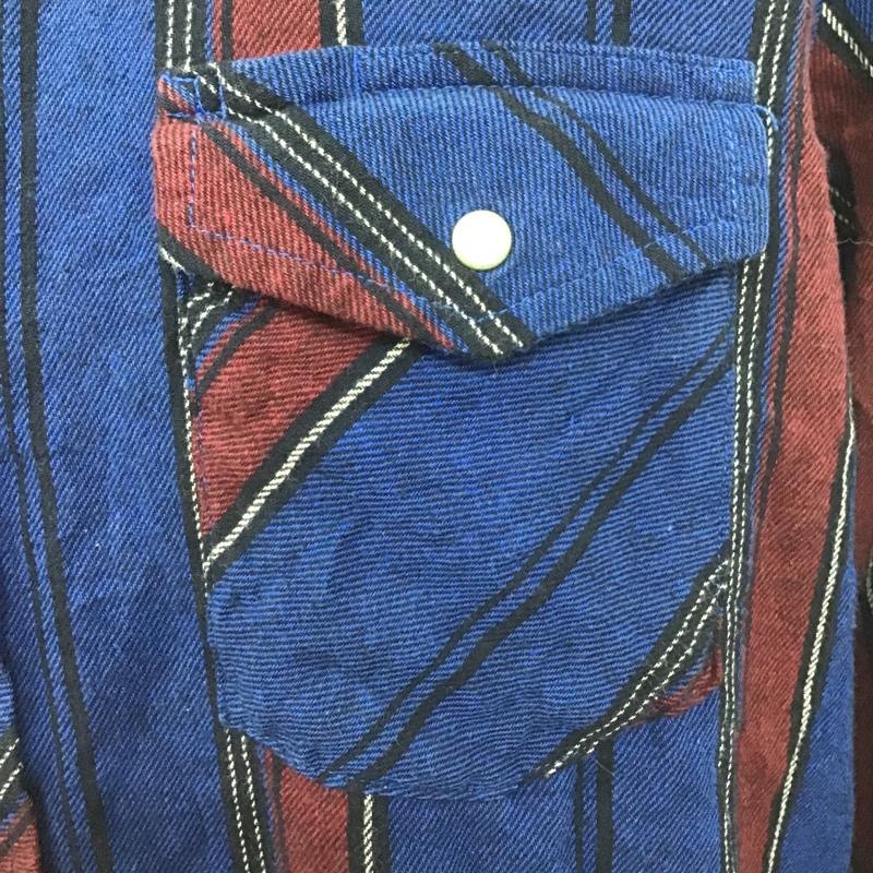 ラングラー Wrangler シャツ、ブラウス 長袖 ウエスタンシャツ ストライプ 黒 / ブラック / X 青 / ブルー / X えんじ / ワインレッド / メンズ USED 古着 中古 10084650