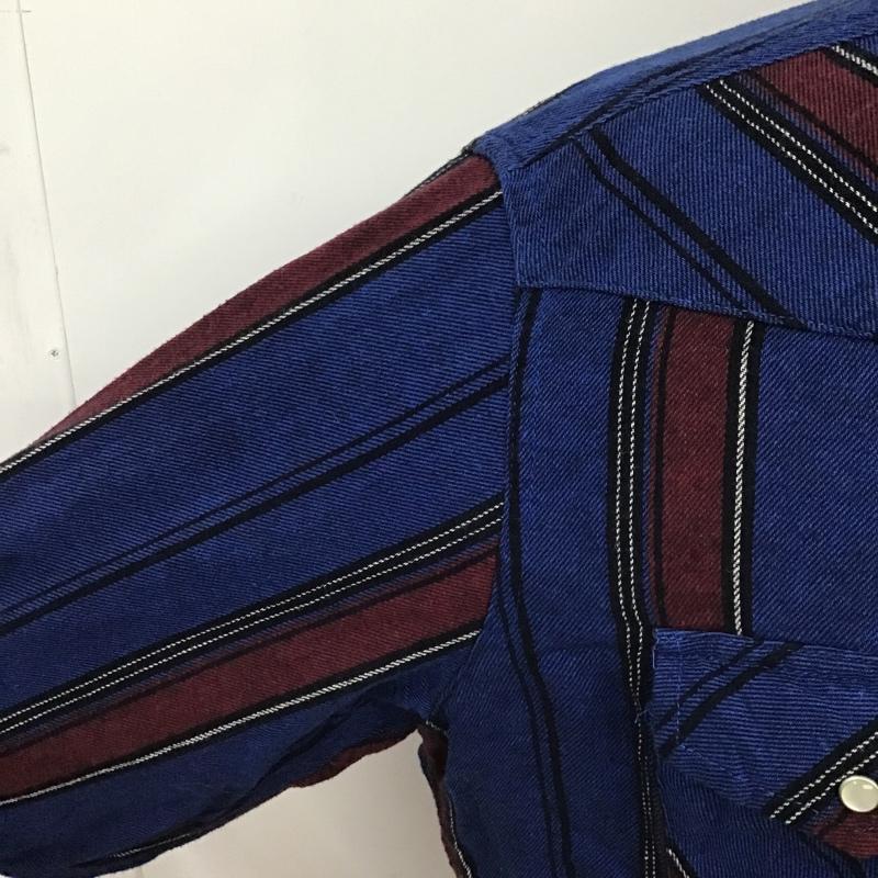 ラングラー Wrangler シャツ、ブラウス 長袖 ウエスタンシャツ ストライプ 黒 / ブラック / X 青 / ブルー / X えんじ / ワインレッド / メンズ USED 古着 中古 10084650