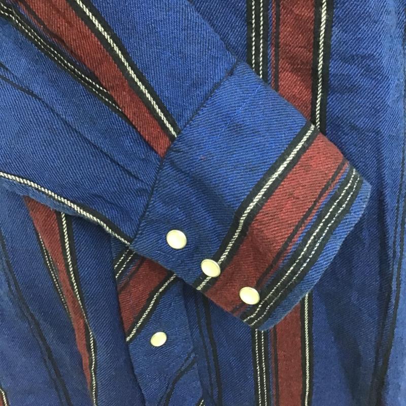 ラングラー Wrangler シャツ、ブラウス 長袖 ウエスタンシャツ ストライプ 黒 / ブラック / X 青 / ブルー / X えんじ / ワインレッド / メンズ USED 古着 中古 10084650