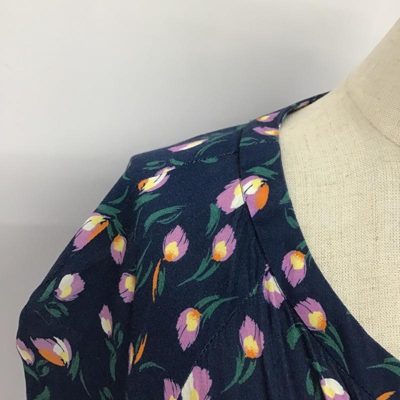 シップス SHIPS ワンピース ロングスカート 314-50-0669 シャツワンピース スリット 花柄 紺 / ネイビー / レディース USED 古着 中古 10084697