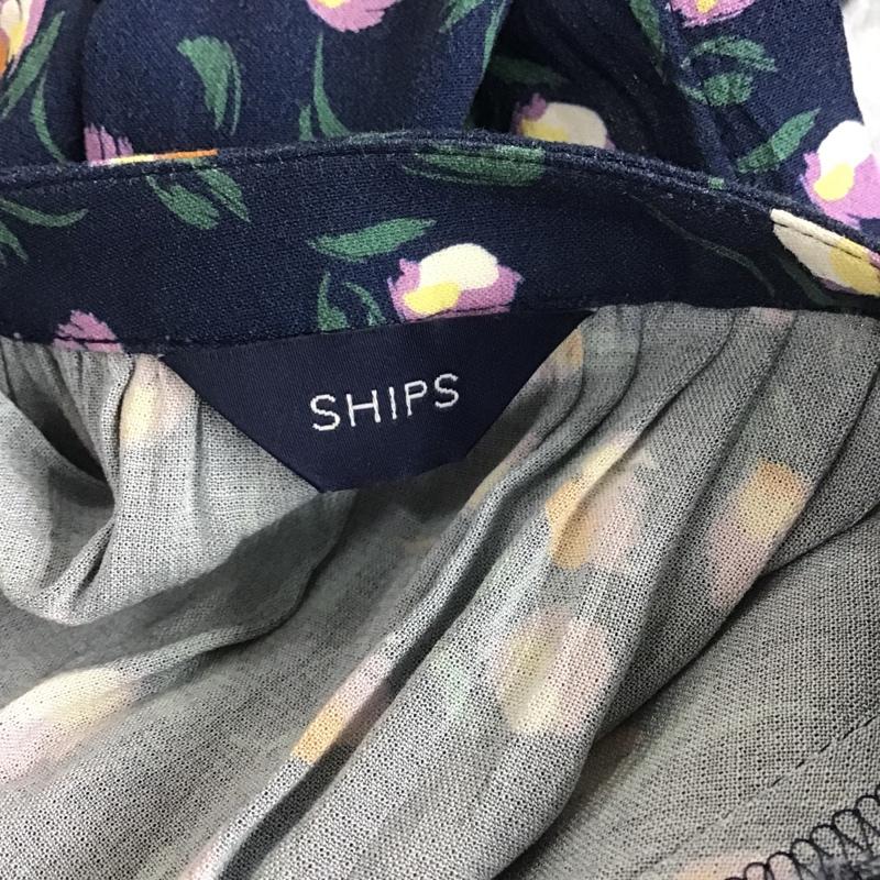 シップス SHIPS ワンピース ロングスカート 314-50-0669 シャツワンピース スリット 花柄 紺 / ネイビー / レディース USED 古着 中古 10084697
